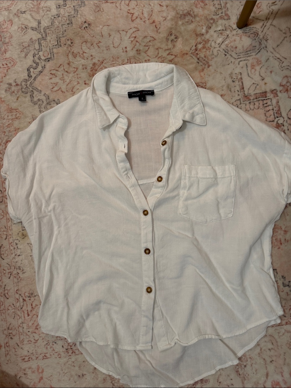 Moa Moa White Button-Front Crop Top